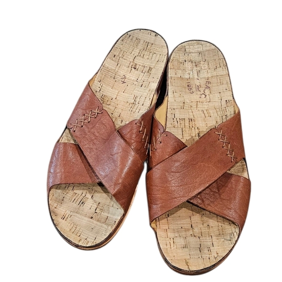 Kork-Ease Amboy Brown Leather Slide Sandals Womens - Picture 1 of 7